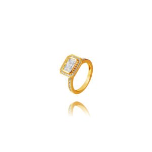 Emerald Cut Ring 9*12mm - Gold Plated and Rhodium Silver